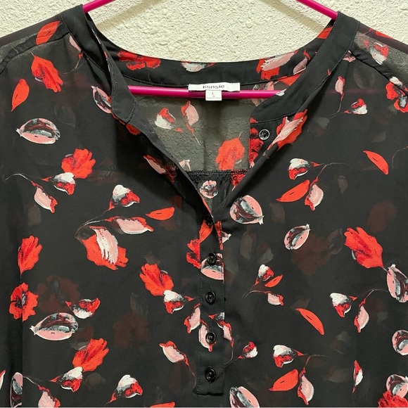 Kensie Floating Petals Top Size Large - Picture 6 of 8